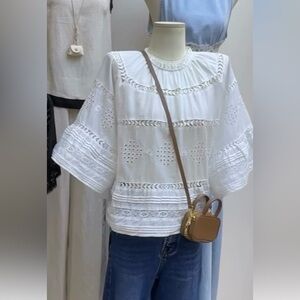 Eyelet White Women's Top